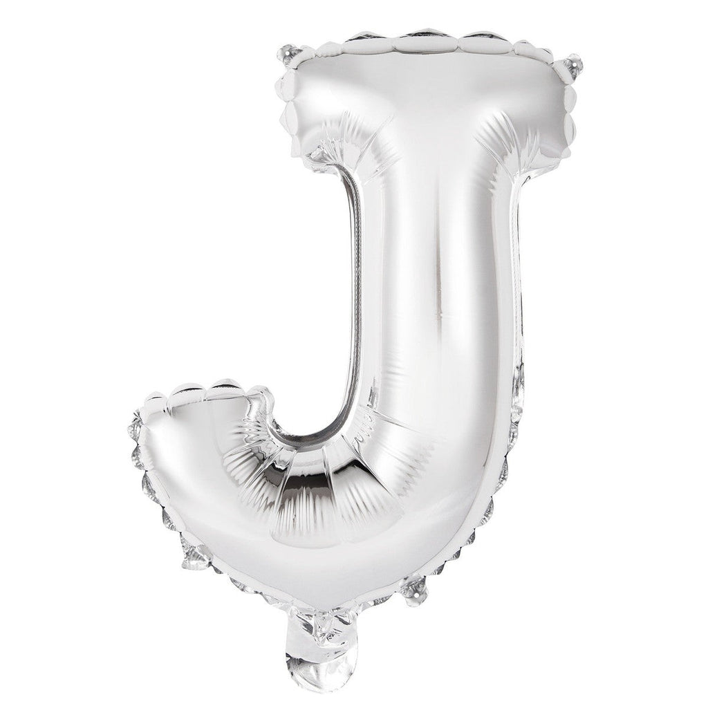 Silver "J" Alphabet Foil Balloon 35cm (14")