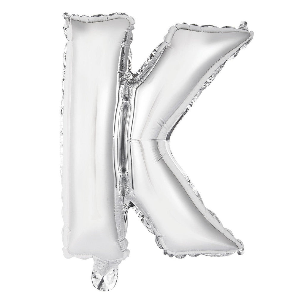 Silver "K" Alphabet Foil Balloon 35cm (14")