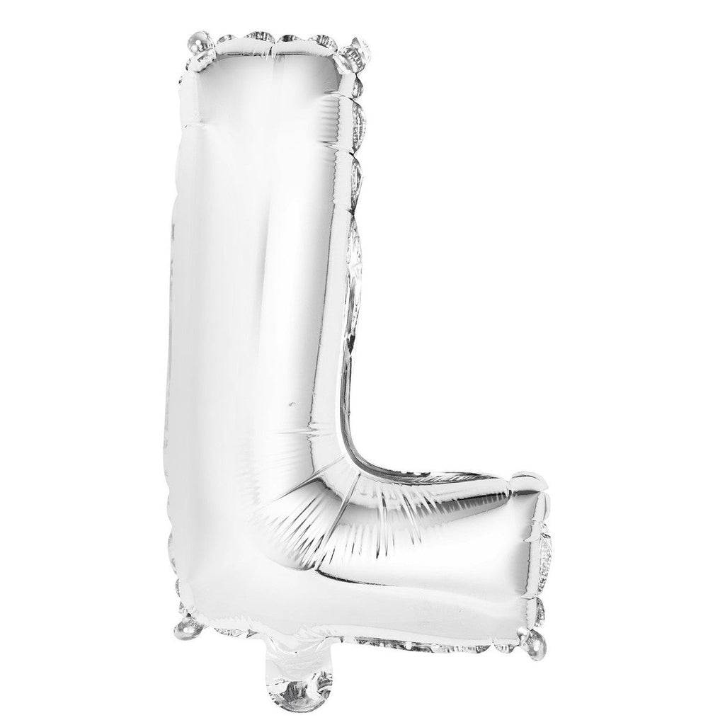 Silver "L" Alphabet Foil Balloon 35cm (14")