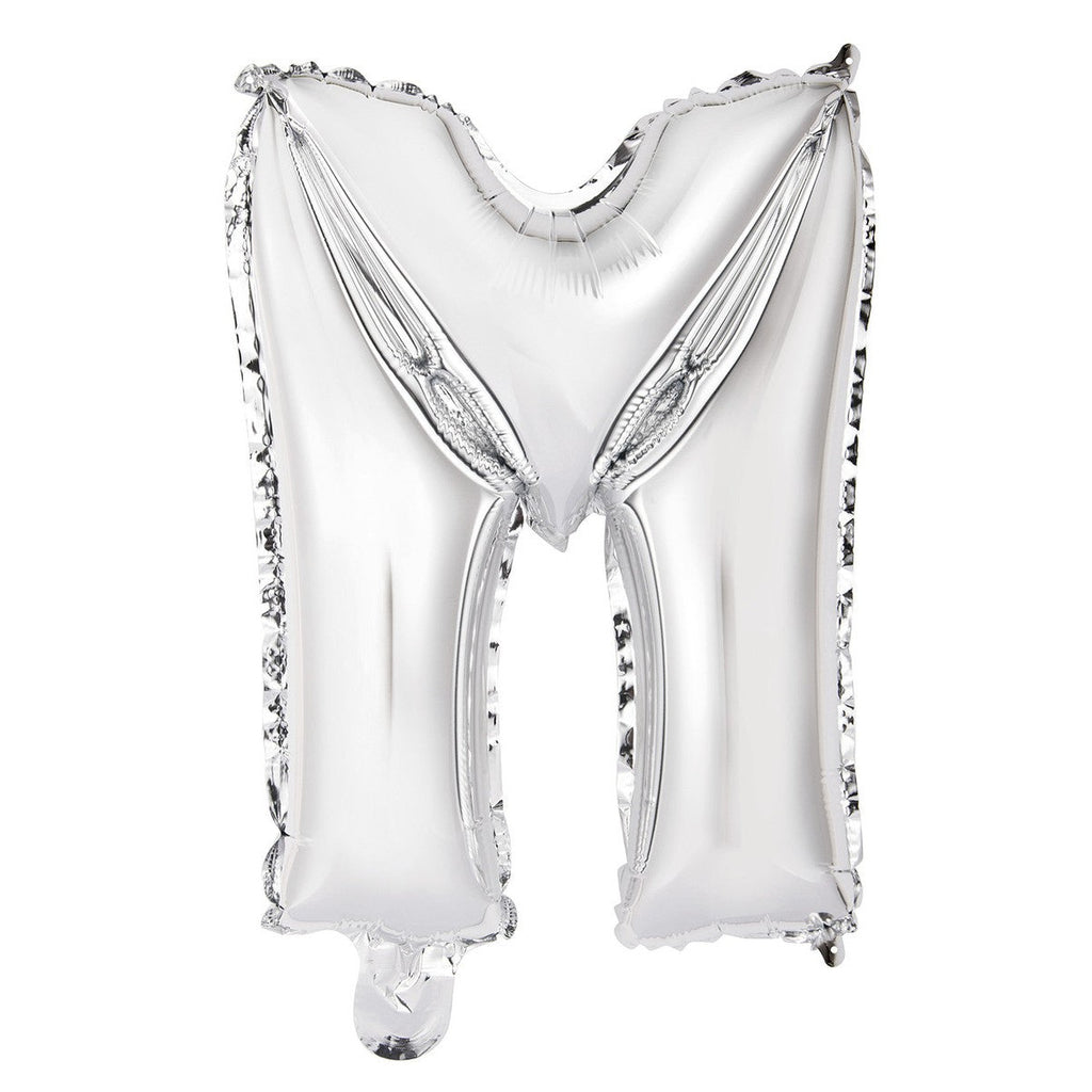 Silver "M" Alphabet Foil Balloon 35cm (14")
