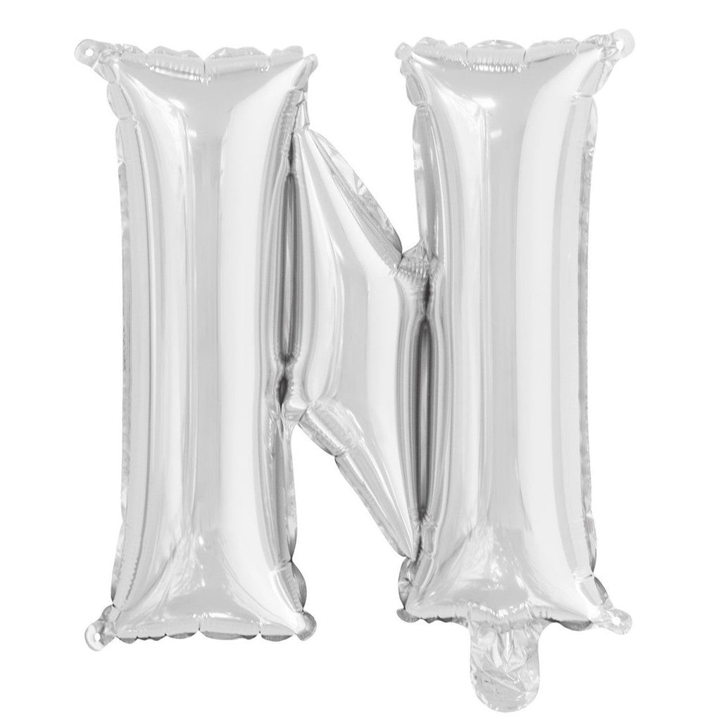 Silver "N" Alphabet Foil Balloon 35cm (14")