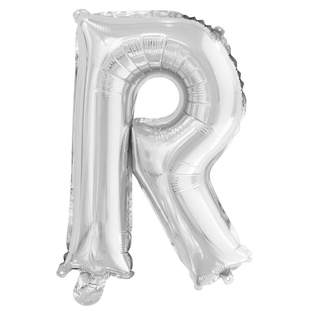 Silver "R" Alphabet Foil Balloon 35cm (14")