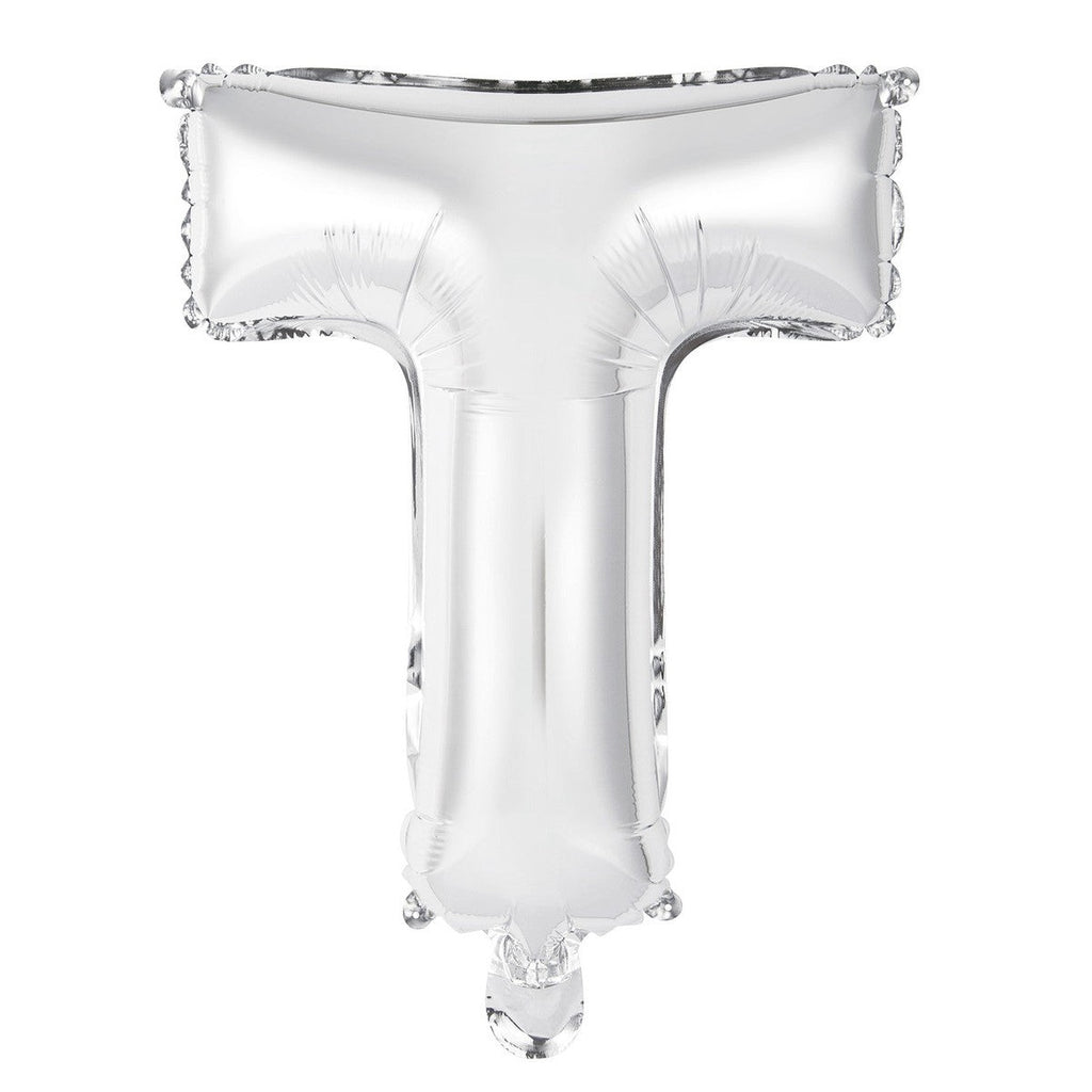 Silver "T" Alphabet Foil Balloon 35cm (14")