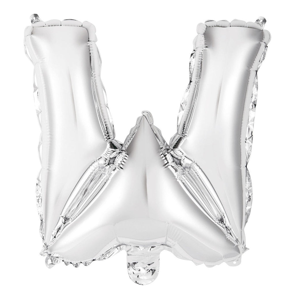 Silver "W" Alphabet Foil Balloon 35cm (14")