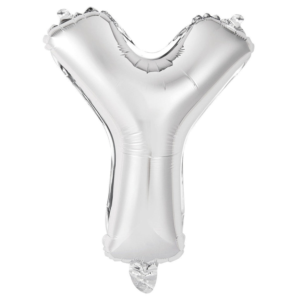 Silver "Y" Alphabet Foil Balloon 35cm (14")