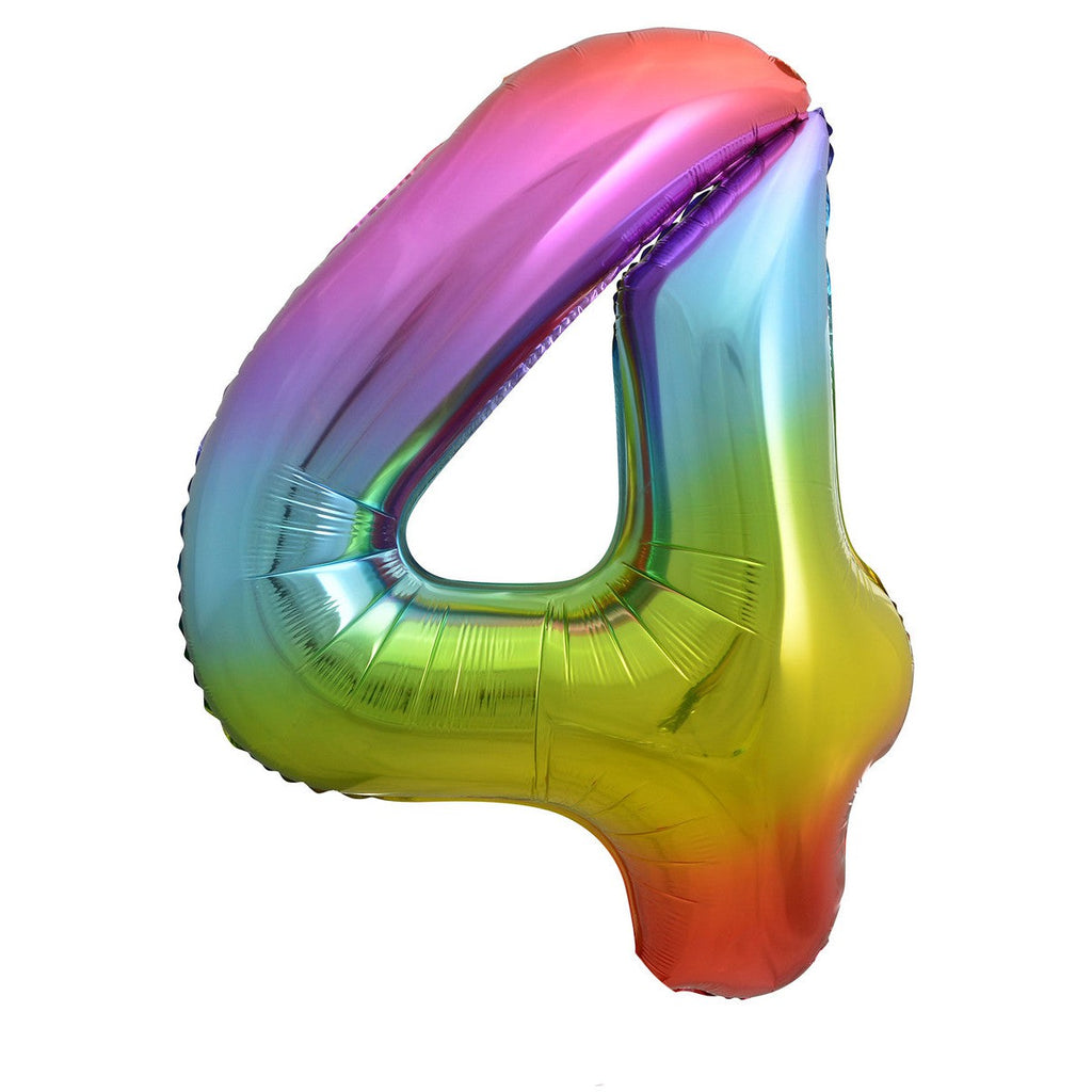Rainbow "4" Numeral Foil Balloons 86cm