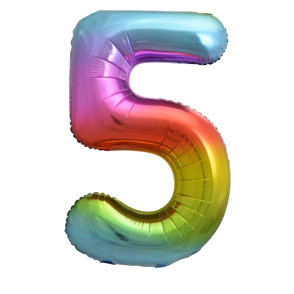 Rainbow "5" Numeral Foil Balloons 86cm