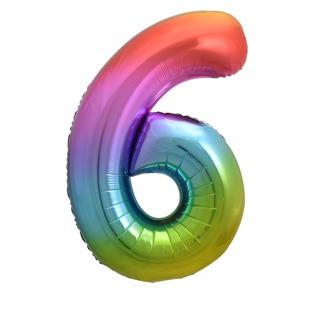 Rainbow "6" Numeral Foil Balloons 86cm