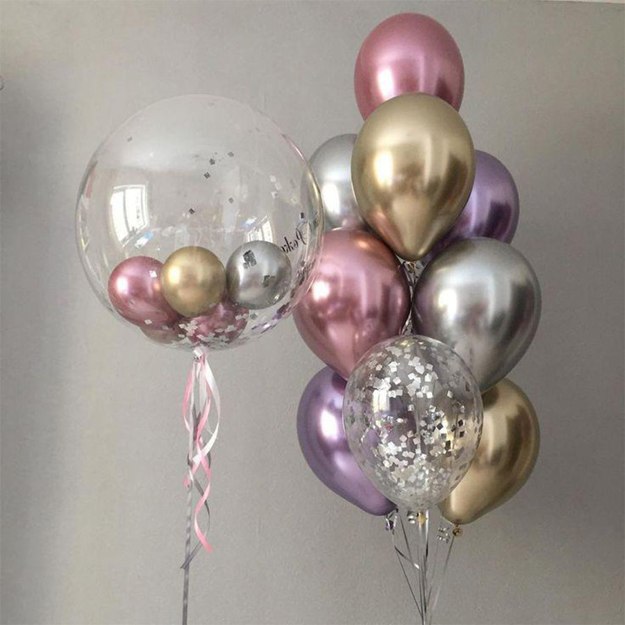45cm Clear bubble with balloons and confetti inside