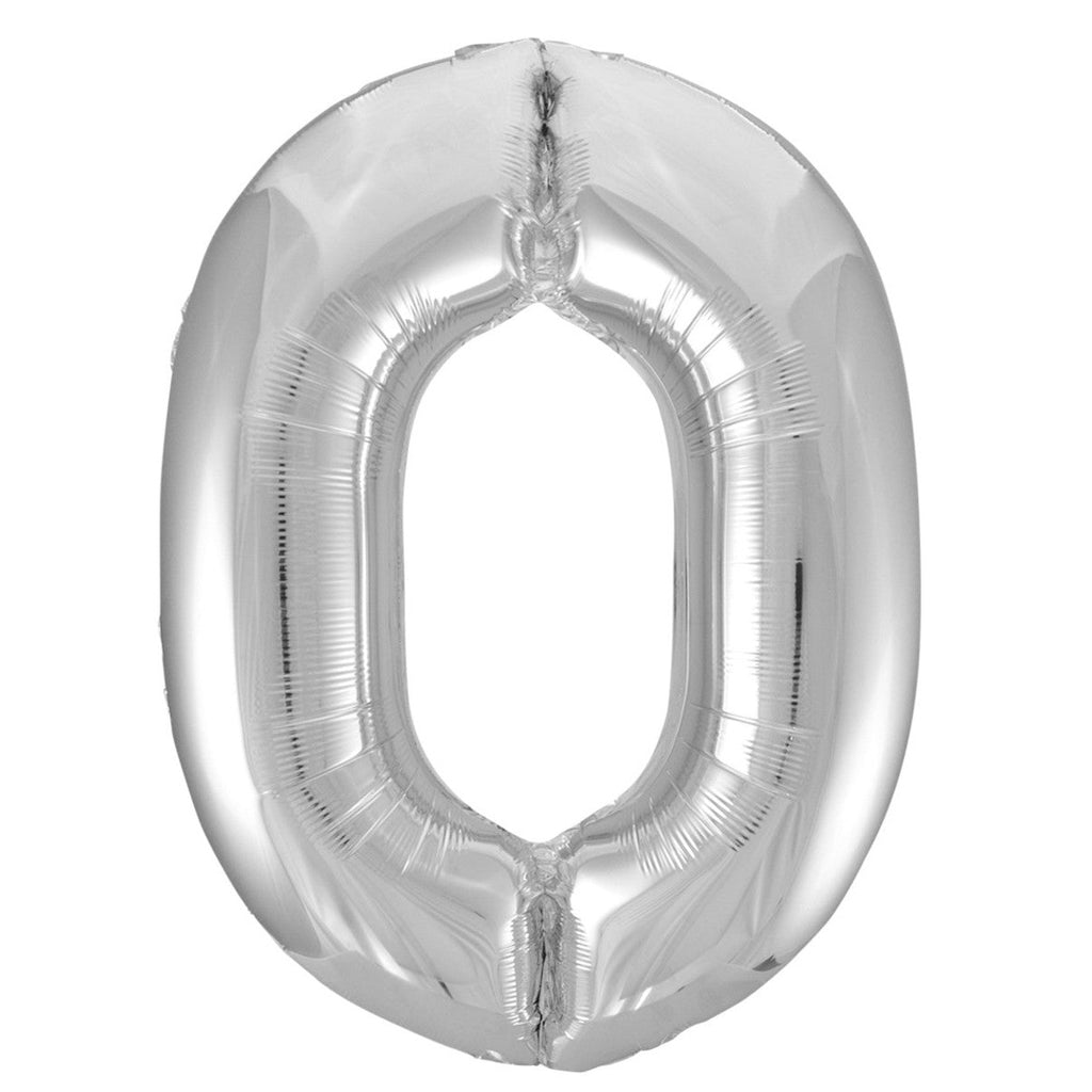 Silver "0" Numeral Foil Balloons 86cm