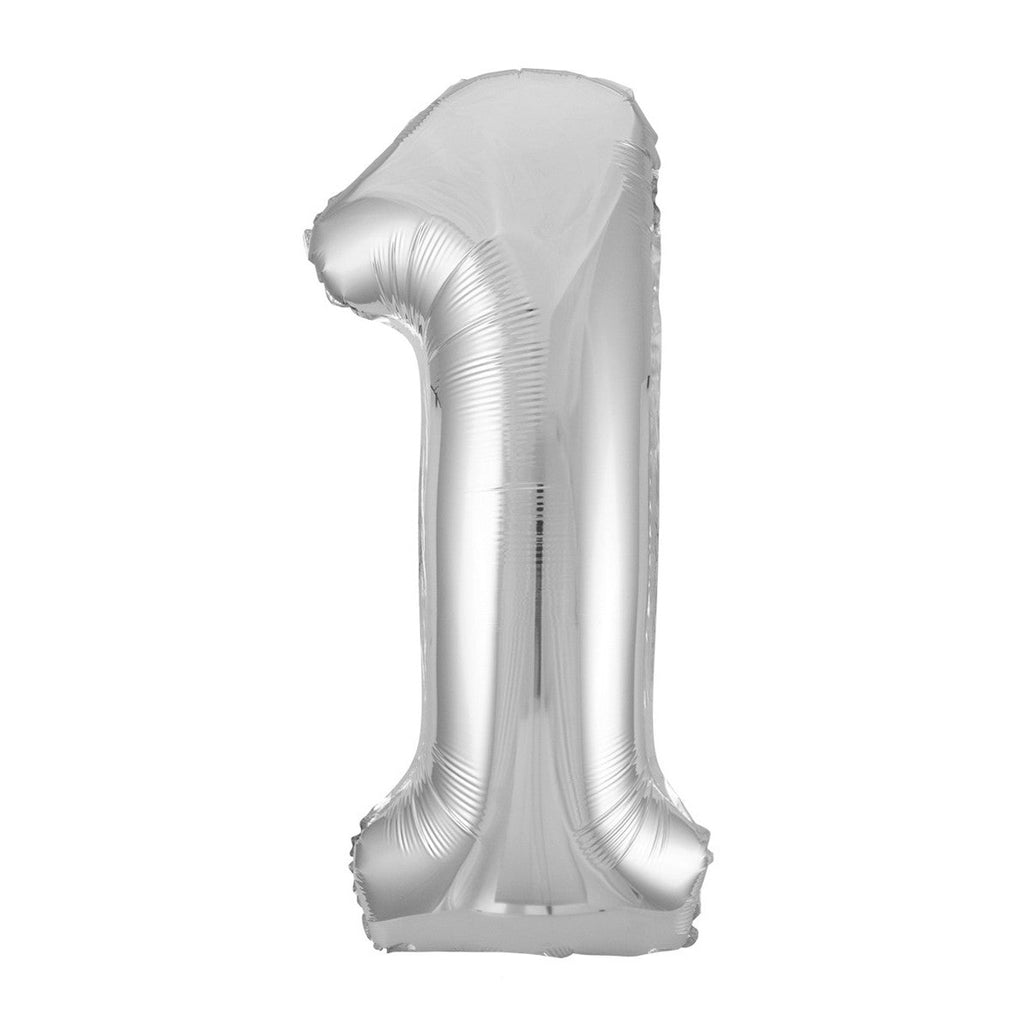 Silver "1" Numeral Foil Balloons 86cm