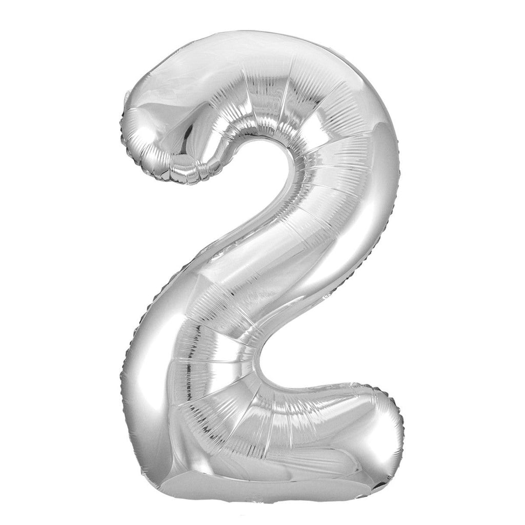 Silver "2" Numeral Foil Balloons 86cm