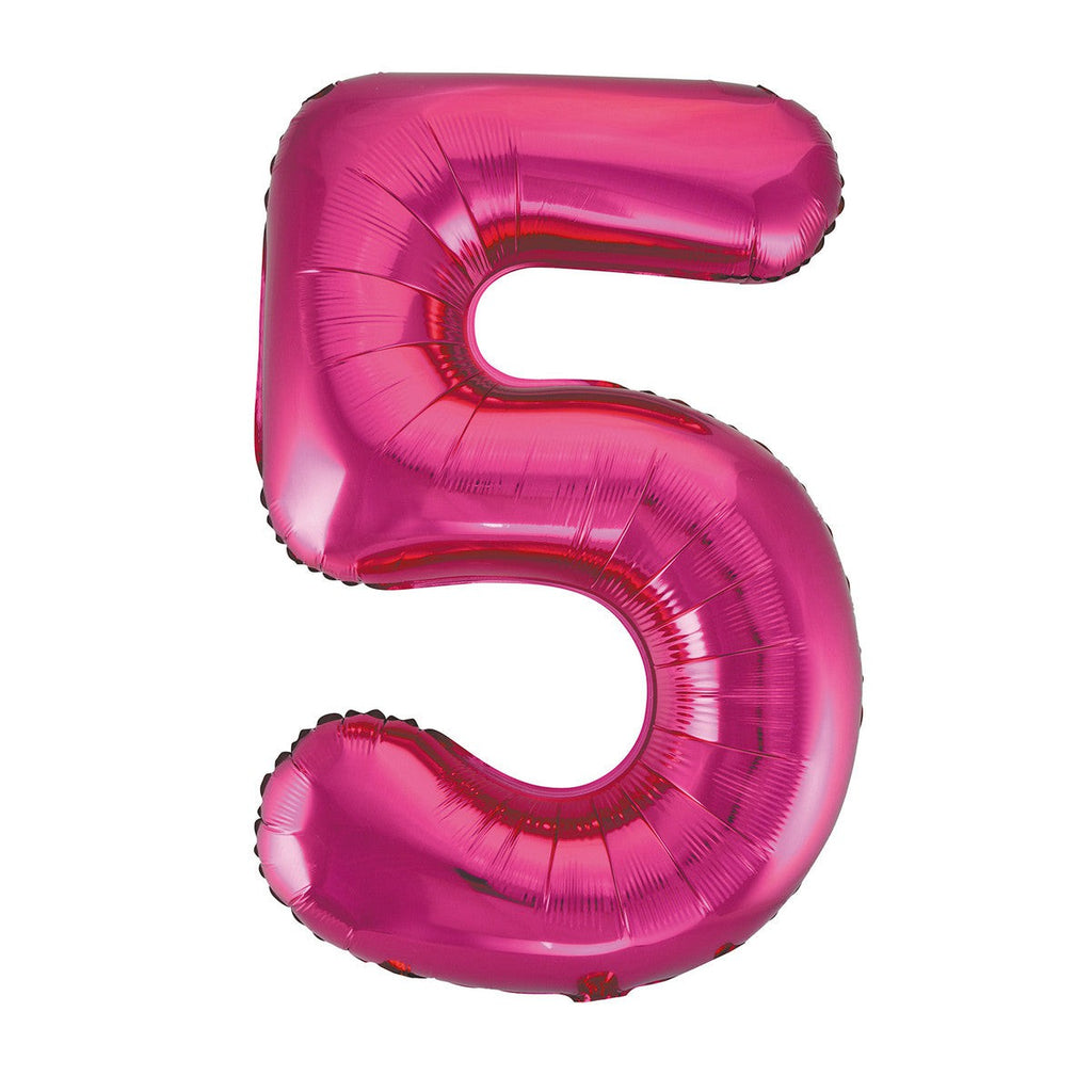 Hot Pink "5" Numeral Foil Balloons 86cm