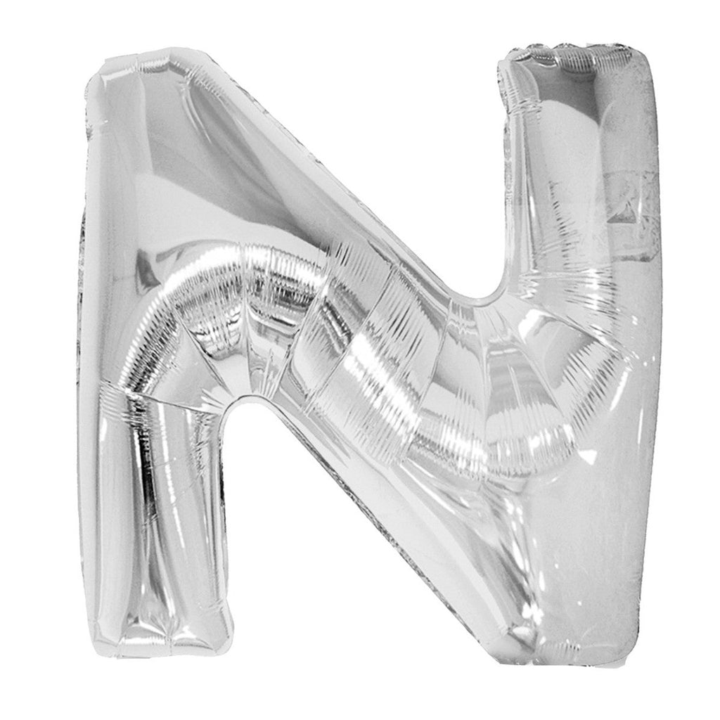Silver "N" Alphabet Foil Balloons 86cm