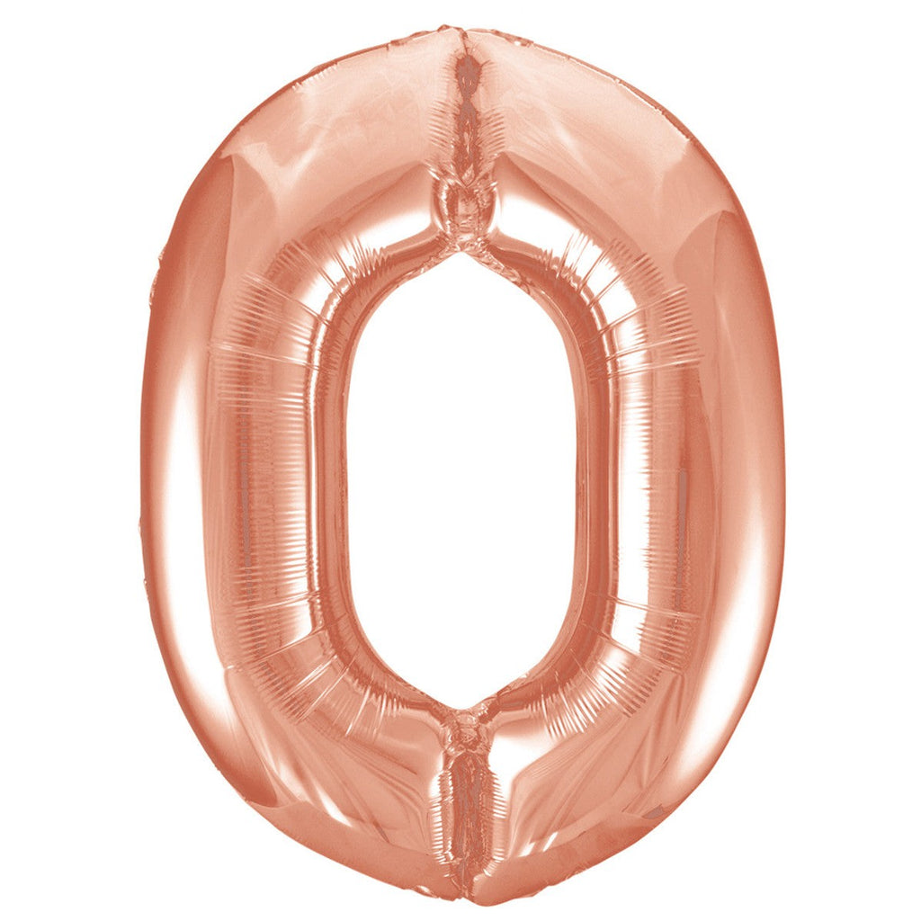Rose Gold "0" Numeral Foil Balloons 86cm