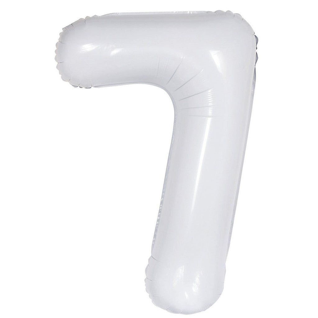 WHITE "7" NUMERAL Foil Balloons 86CM