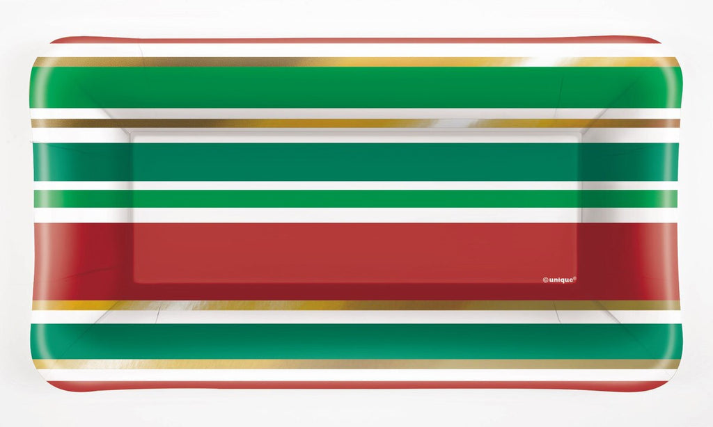 Chic Christmas 8 x 23cm x 13cm (9" x 5") Foil Stamped Rectangle Appetizer Paper Plates