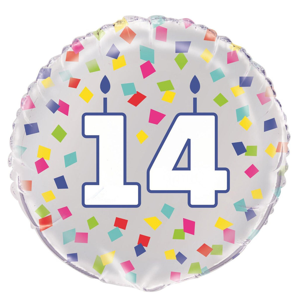 Rainbow 14 Confetti Foil Balloon 18"