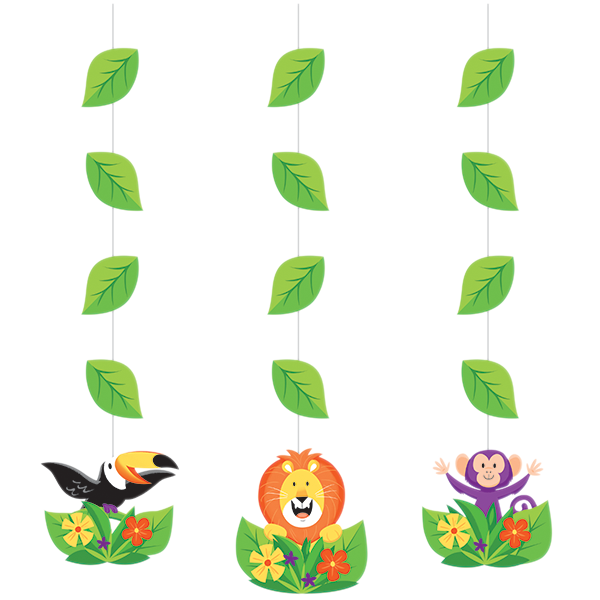 Jungle Safari Hanging String Cutouts 57cm PK3