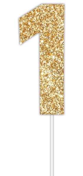 CAKE TOPER NUM GLTR GOLD 1
