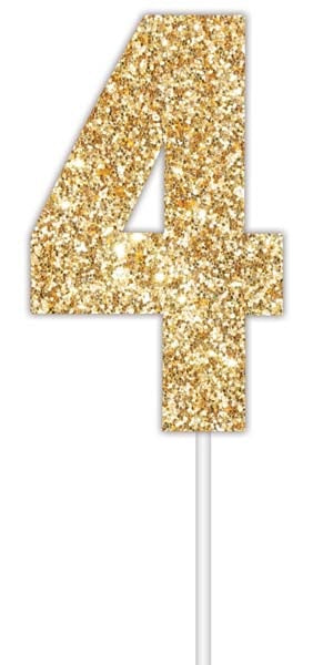 CAKE TOPER NUM GLTR GOLD 4