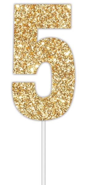 CAKE TOPER NUM GLTR GOLD 5