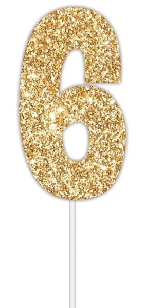CAKE TOPER NUM GLTR GOLD 6