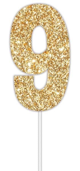CAKE TOPER NUM GLTR GOLD 9