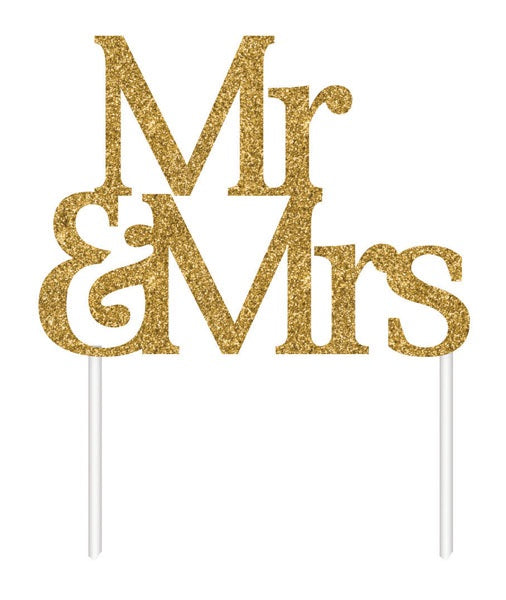CAKE TOPPER 1PK MR AND MRS