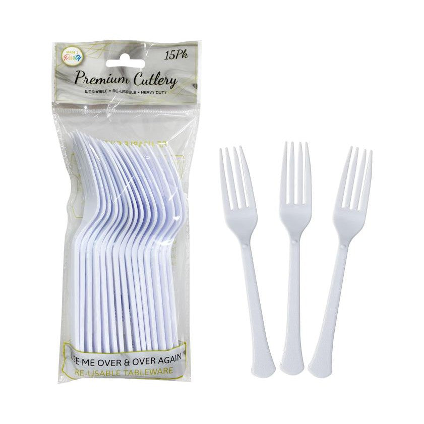 20PK Premium Re-Usable Plastic Party Forks