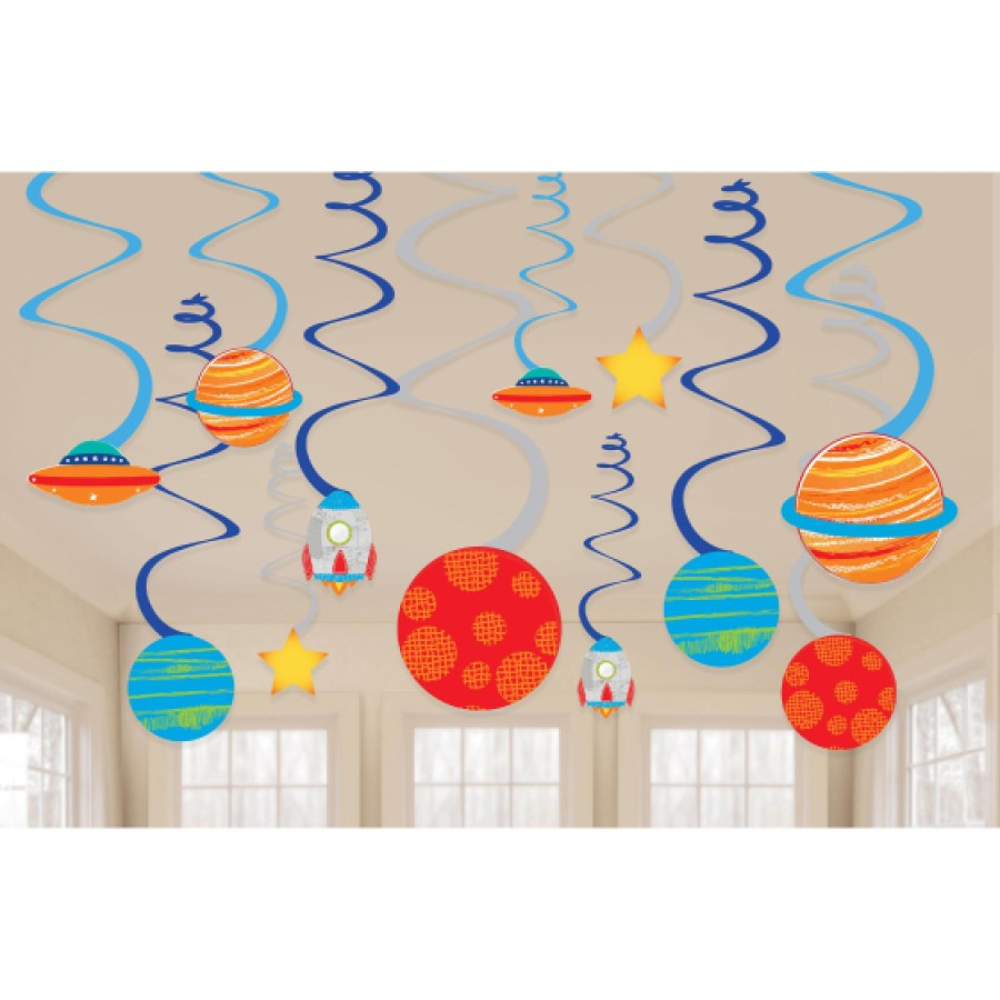Blast Off Bday VP Foil Swirl Decorations