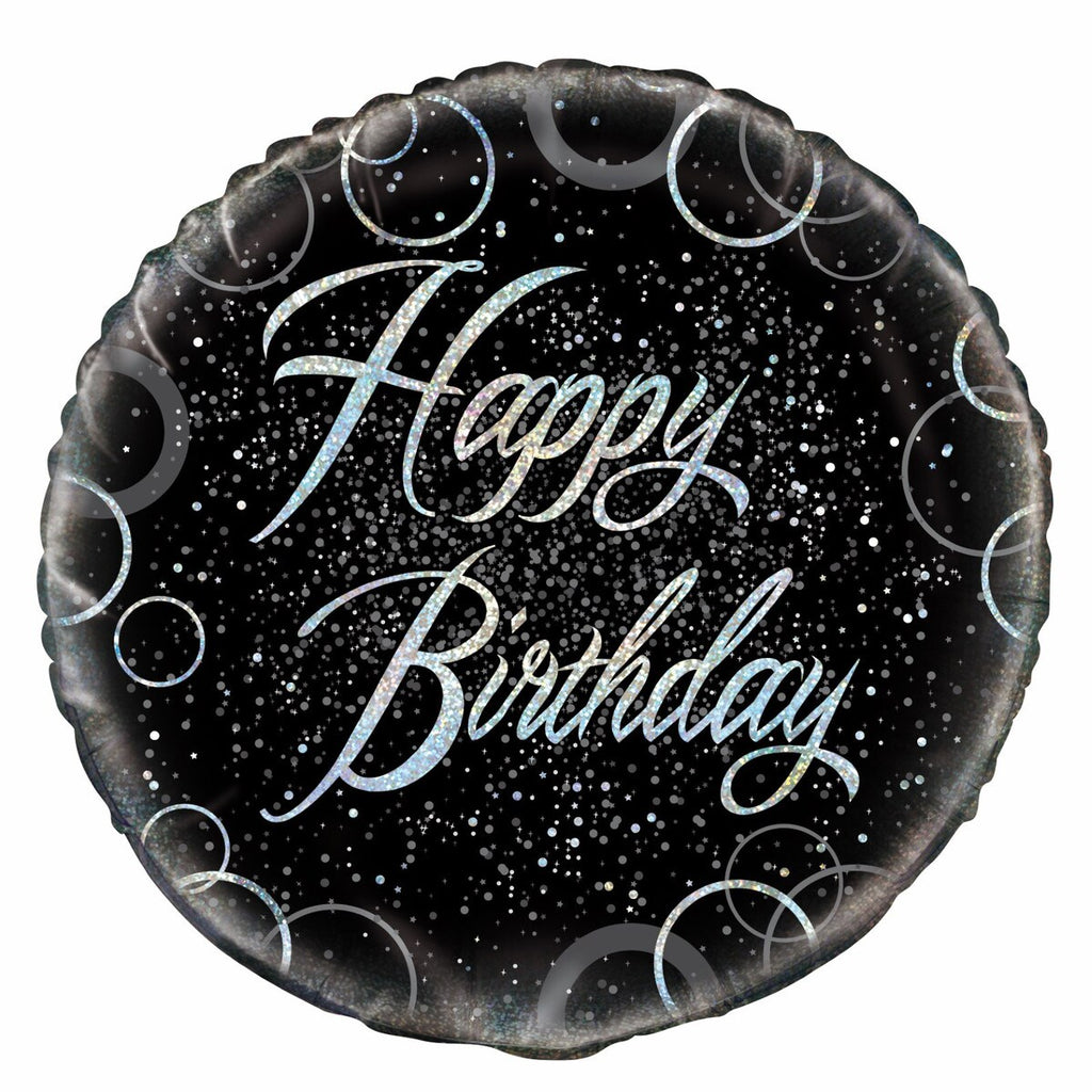 Glitz Silver Happy Birthday 45cm (18") Foil Balloon
