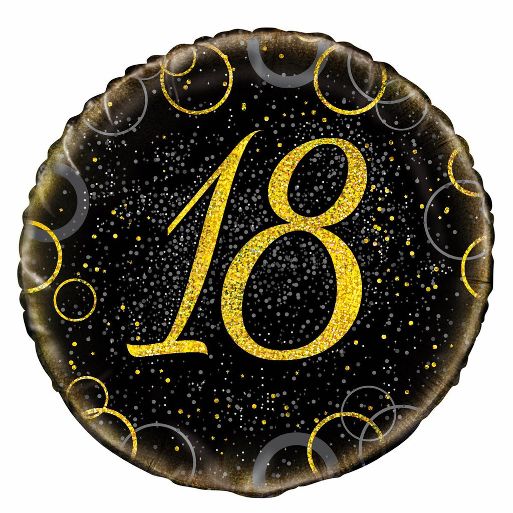 Black and Gold 18th Birthday 45cm Foil