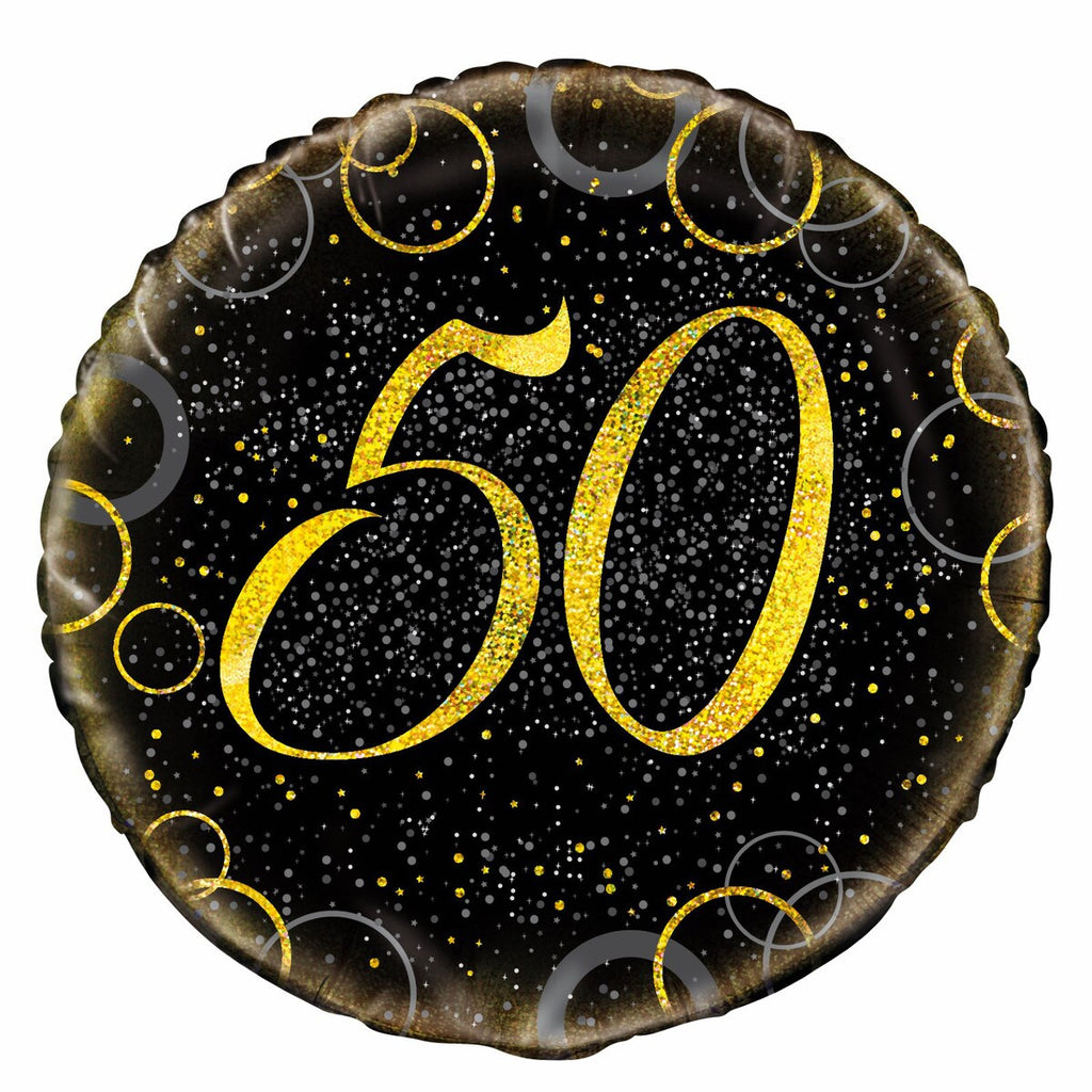 Black and gold 50th Foil Balloon 45cm