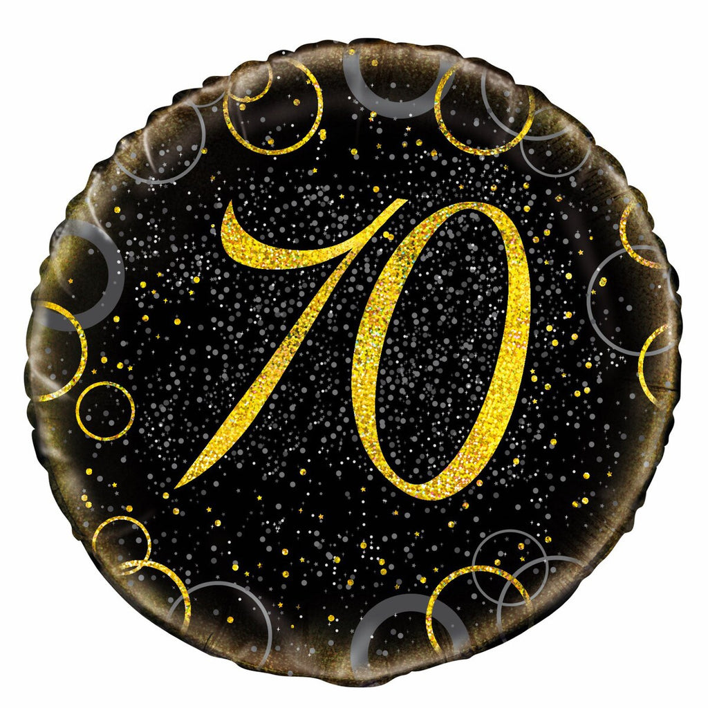 Black and Gold 70th Birthday  Foil Balloon 45cm