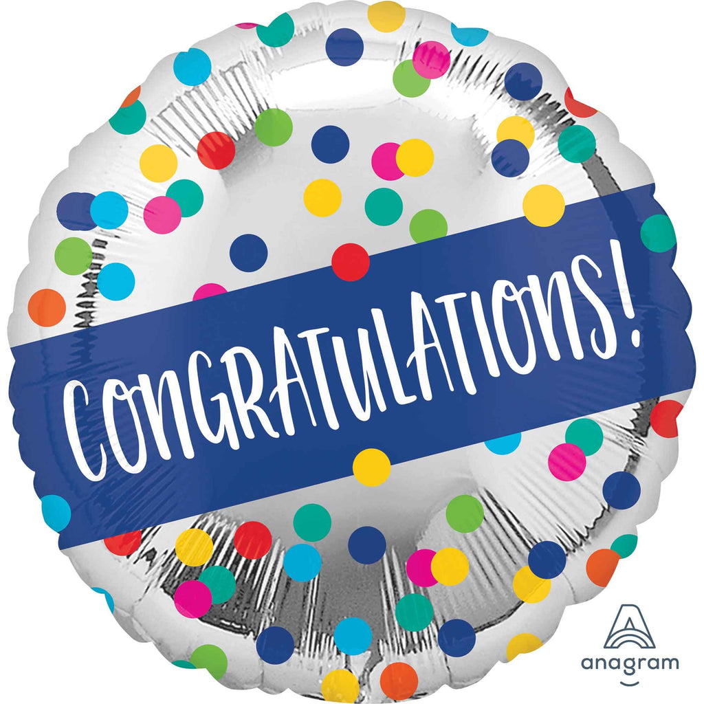 Congratulation Polka Rainbow Printed Foil 18" Balloon