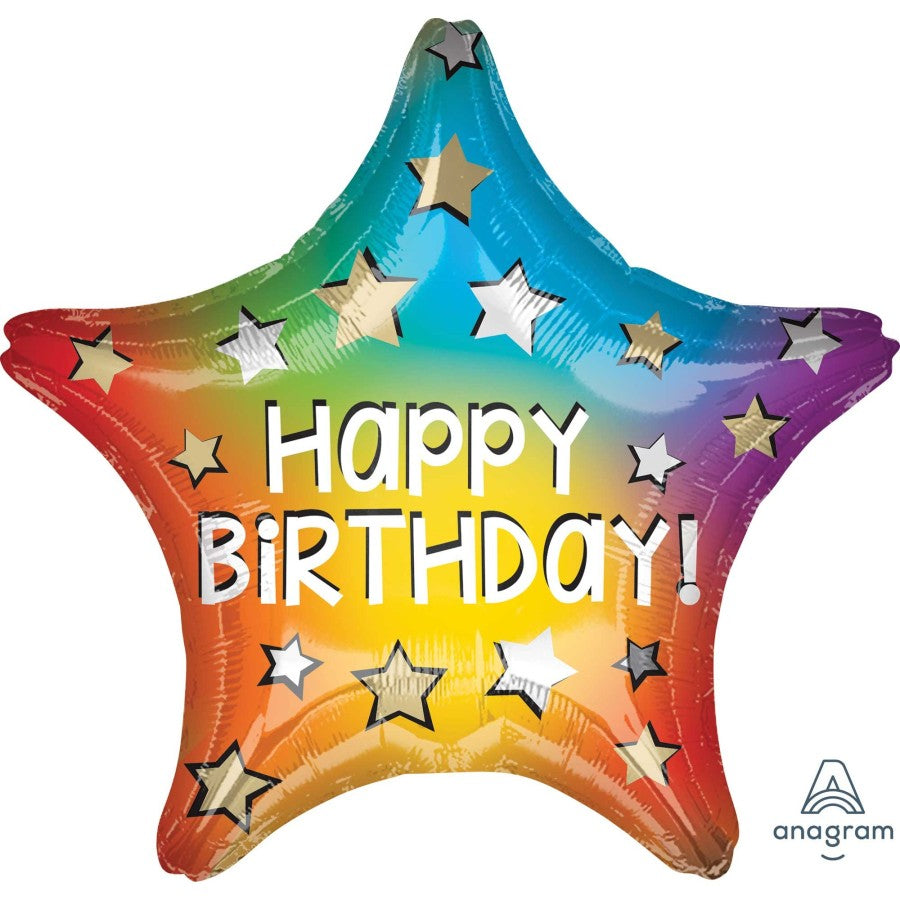 45cm Standard Foil Happy Birthday Rainbow Star