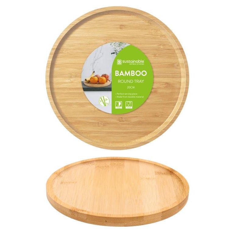 Bamboo Round Serving Tray - 20CM x 1.5CM