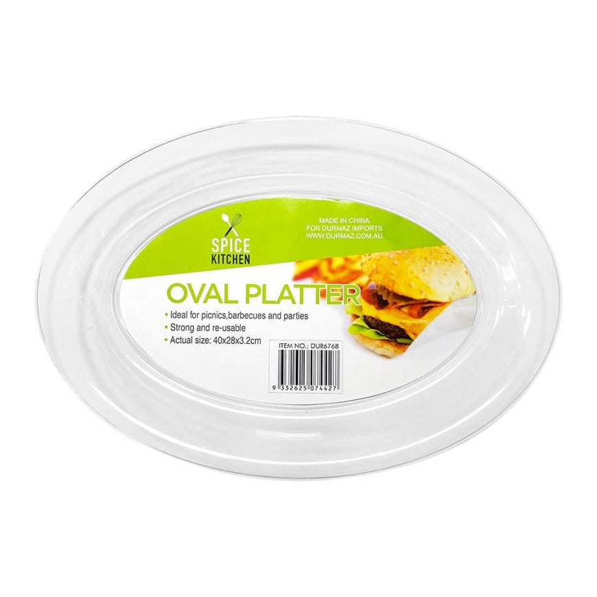 Premium Transparent Plastic Platter - Oval -40CM x 28CM
