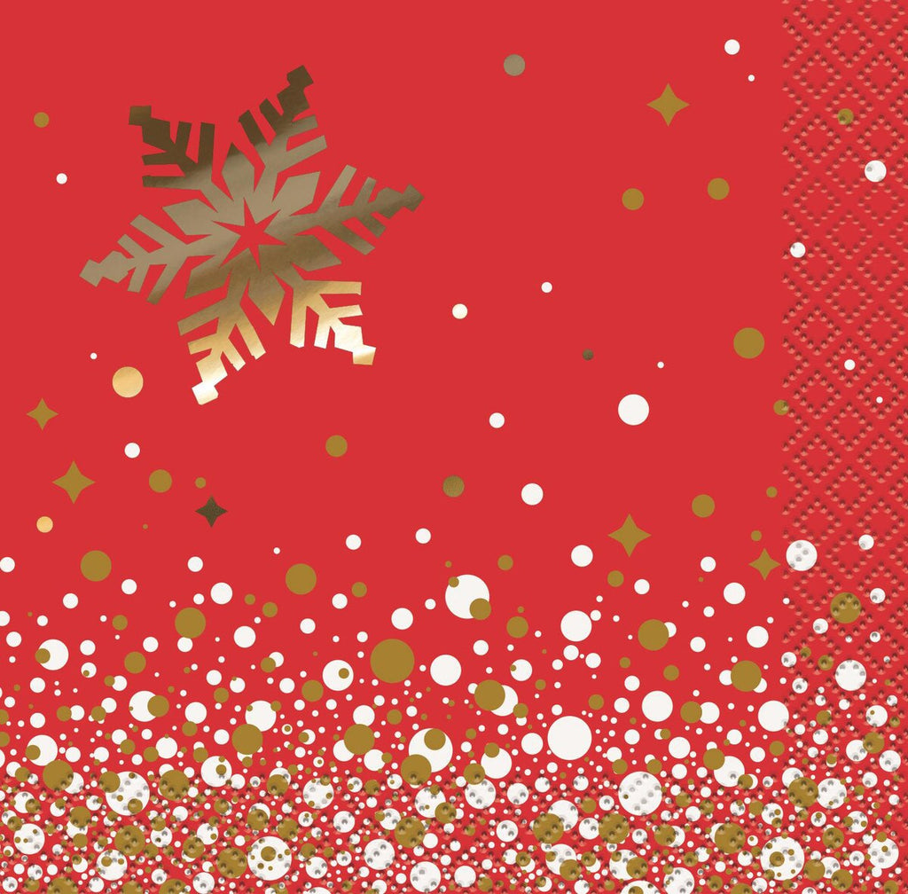Gold Sparkle Christmas 16 Foil Stamped Beverage Napkins