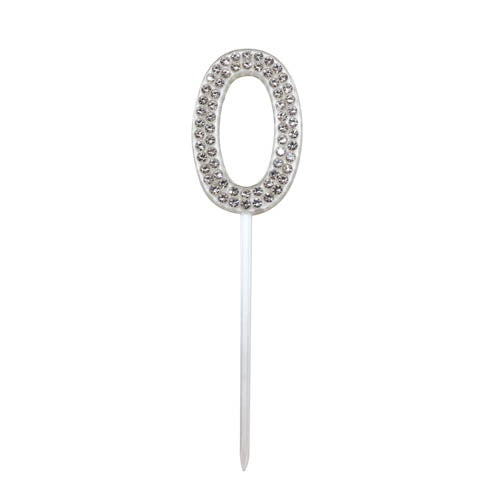 0 Silver Diamonte Cake Topper