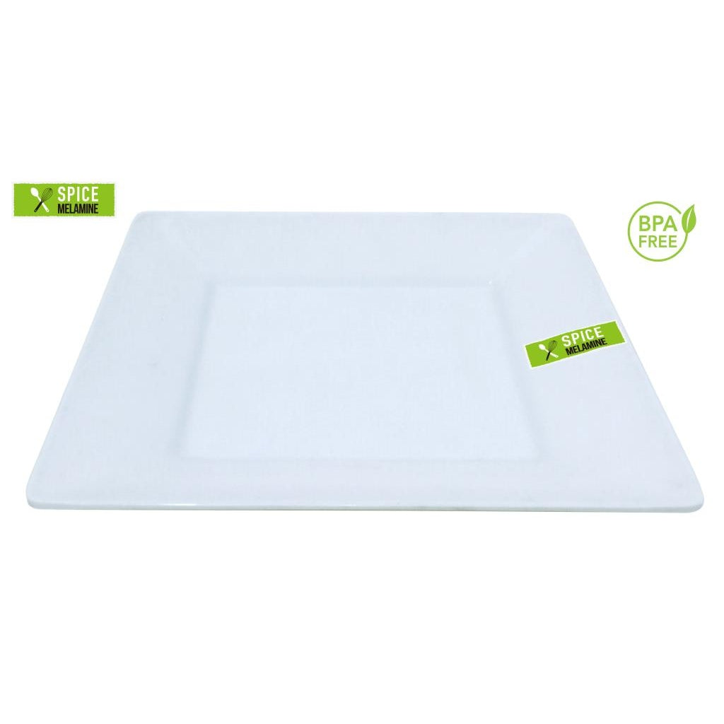 White Melamine Square Platter-21CM x 21CM