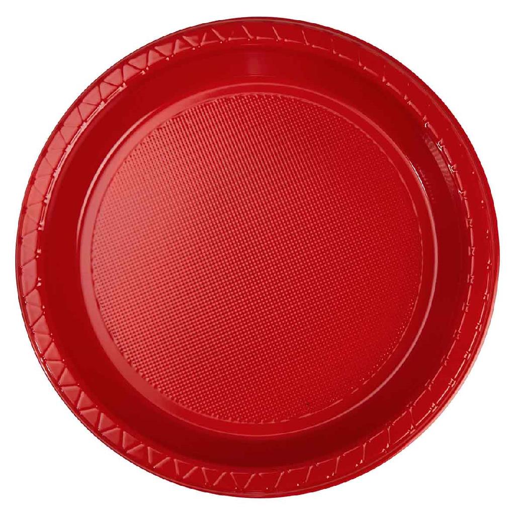 FS Round Snack Plate 7" Apple Red 20pk