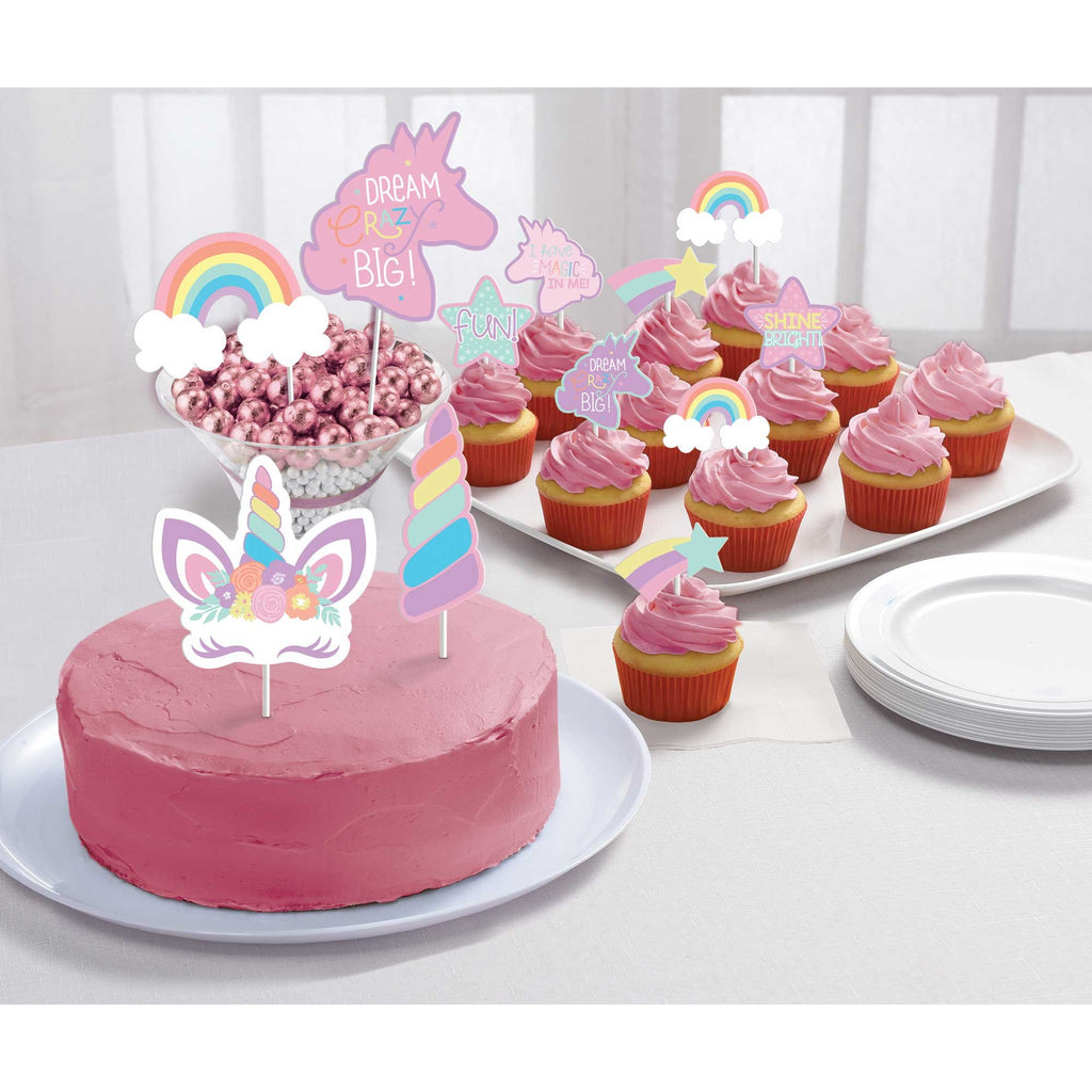 Unicorn Party Topper Kit Ppr w /Plas Picks