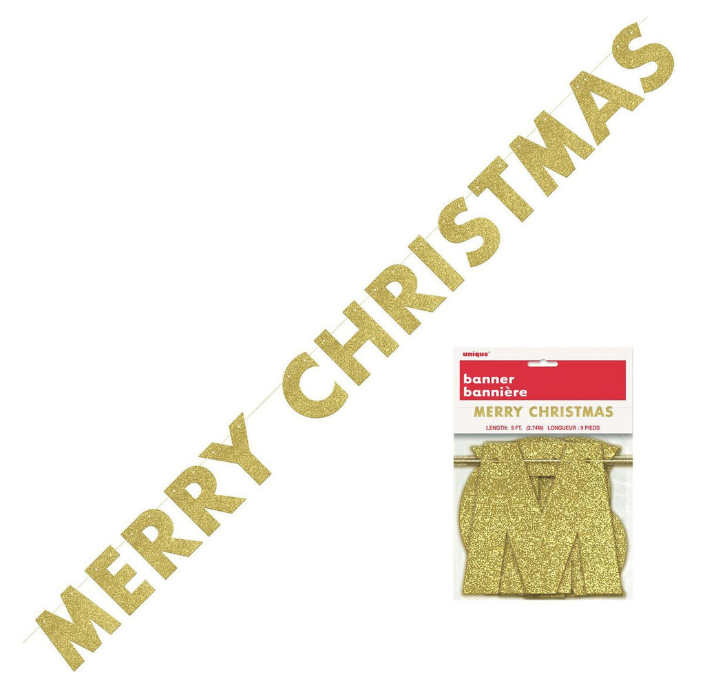 Merry Christmas Glitter Jointed Banner