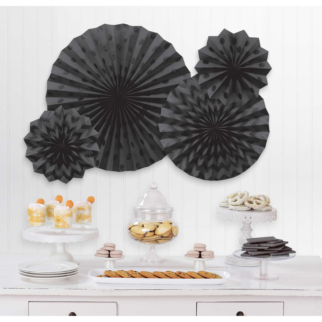 Glitter Fan Hanging Decor Jet Black
