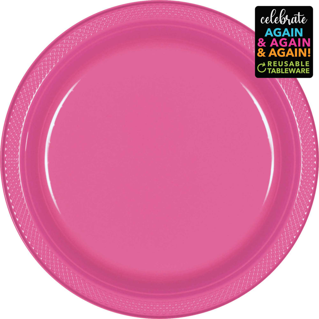 Plas Plates 10in/26cm 20CT Bri ght Pink