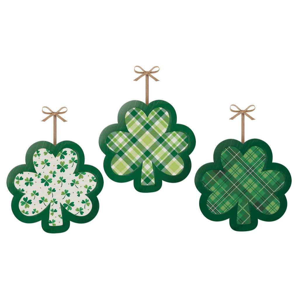 St Pats 3pk Shamrock Hng MDF Sign