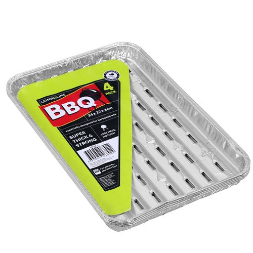 FOIL GRILL TRAY 4PK 34X22X3CM
