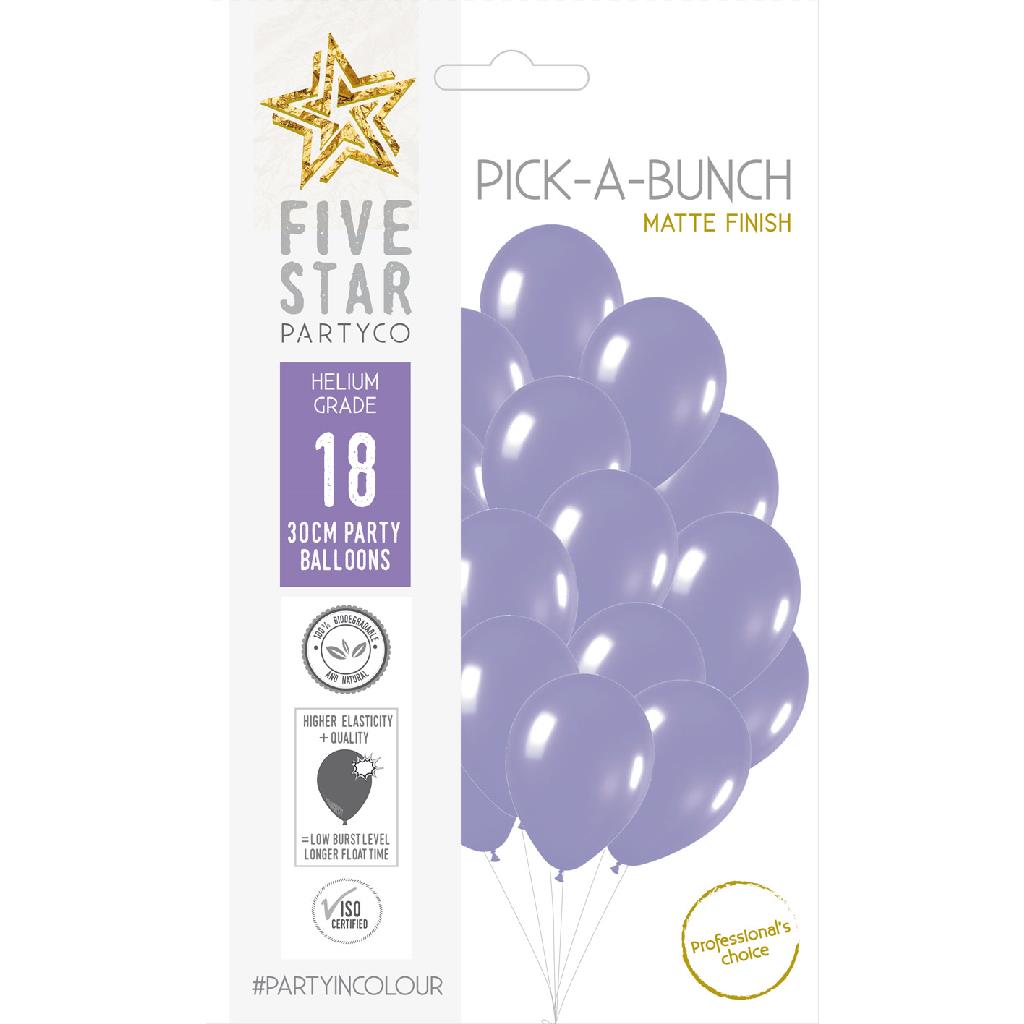 Matte Lilac 30cm Round Balloon 18pk